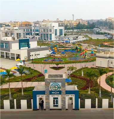 Aerial view of The Club grounds and entrance